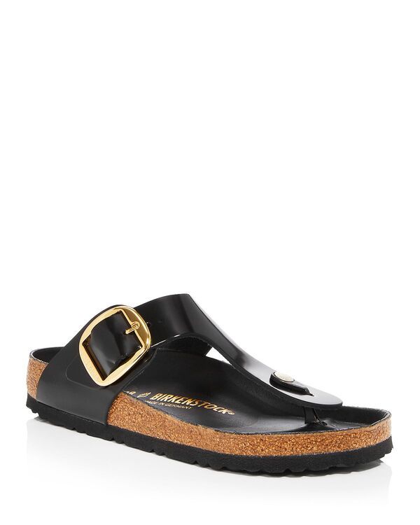 ビルケンシュトック レディース シューズ サンダル Birkenstock Womens Gizehigh Shine Big Buckle Thong Sandals High Shine BlackGold ブラック