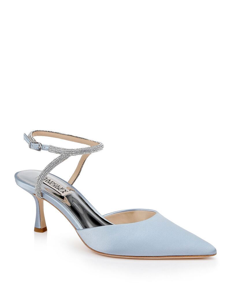 バッジェリーミシュカ レディース シューズ サンダル アンクル ヒール Badgley Mischka Womens Kamilah Pointed Ankle Strap Higheel Sandals Azure Blue Satin ブルー