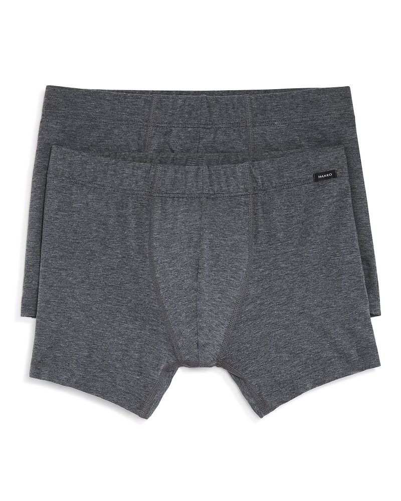 ハンロ メンズ アンダーウェア ボクサーパンツ コットン Hanro Cotton Essentials Covered Waistband Boxer Briefs Pack of 2 Coal Melange