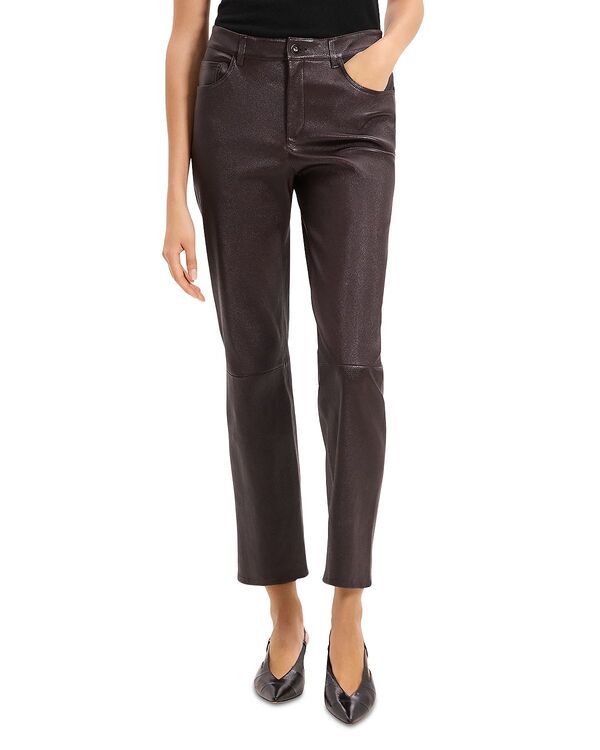 セオリー レディース ボトムス カジュアルパンツ レザー Theory Leather Pants Plum Brown プラム