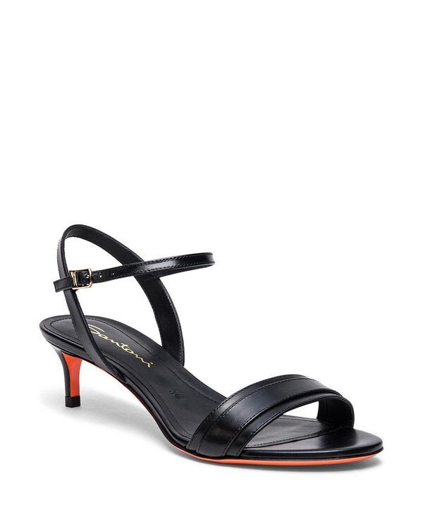 サントーニ レディース シューズ サンダル レザー ヒール Santoni Womens Leather Midheel Sandals Black ブラック