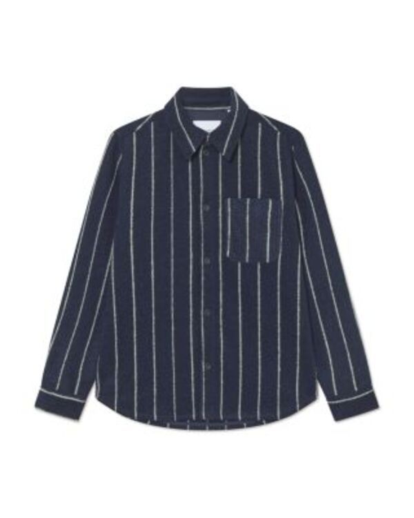 レ ドゥ メンズ アウター ジャケット・ブルゾン シャツ Les Deux Lennon Pinstripe Shirt Jacket Dark Navy ネイビー
