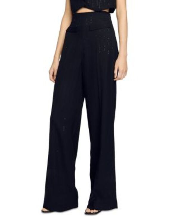 サンドロ レディース ボトムス カジュアルパンツ スパンコール Sandro Sequin Suit Pants Black ブラック