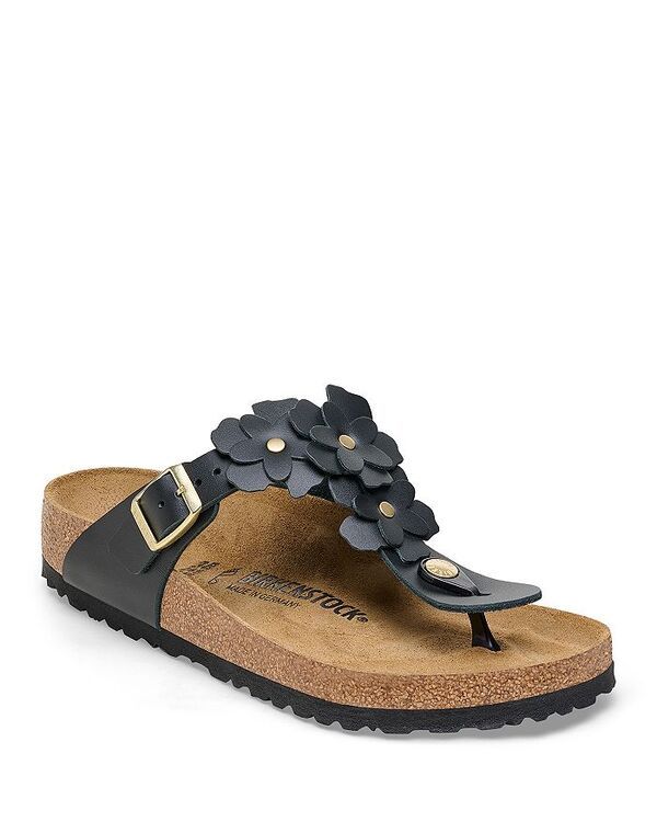 ビルケンシュトック レディース シューズ サンダル Birkenstock Womens Gizeh Flowers Slip On Thong Sandals Black ブラック
