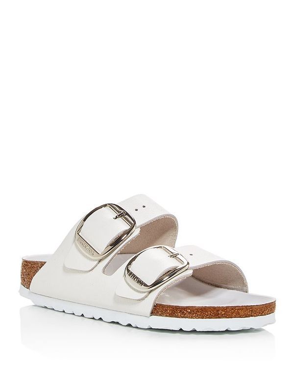 ビルケンシュトック レディース シューズ サンダル Birkenstock Womens Arizona Big Buckle Slide Sandals White LeatherSilver ホワイト