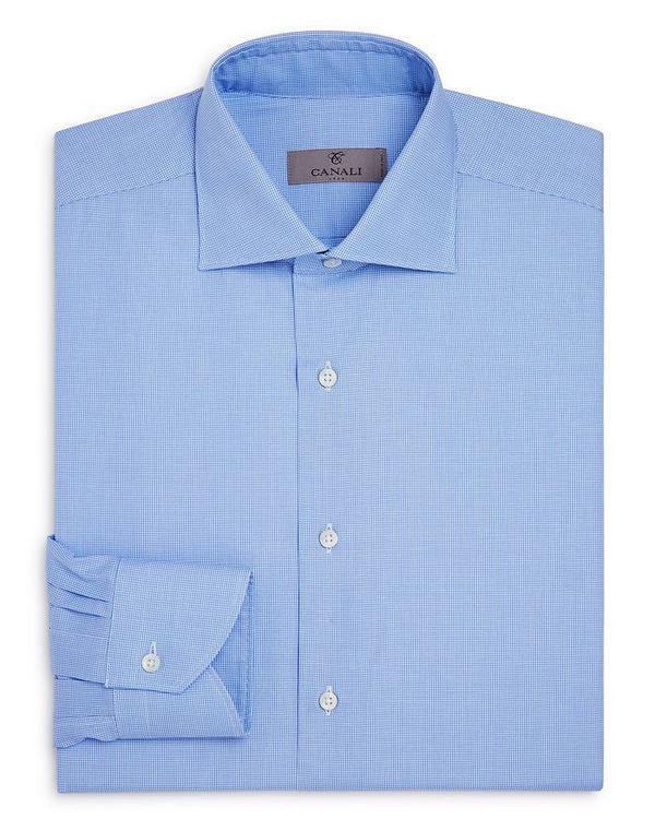 カナーリ メンズ トップス シャツ レギュラーフィット Canali Crosshatch Textured Solid Regular Fit Dress Shirt Blue ブルー