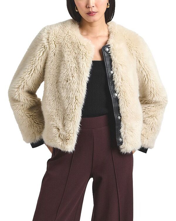 デレクラムテンクロスバイ レディース アウター コート プラスサイズ Derek Lam 10 Crosby Emerise Plush Faux Fur Coat Cream クリーム