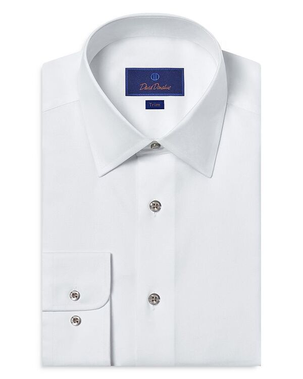 デイビッドドナヒュー メンズ トップス シャツ レギュラーフィット David Donahue Super Fine Regular Fit Twill Dress Shirt WhiteGrey ホワイト