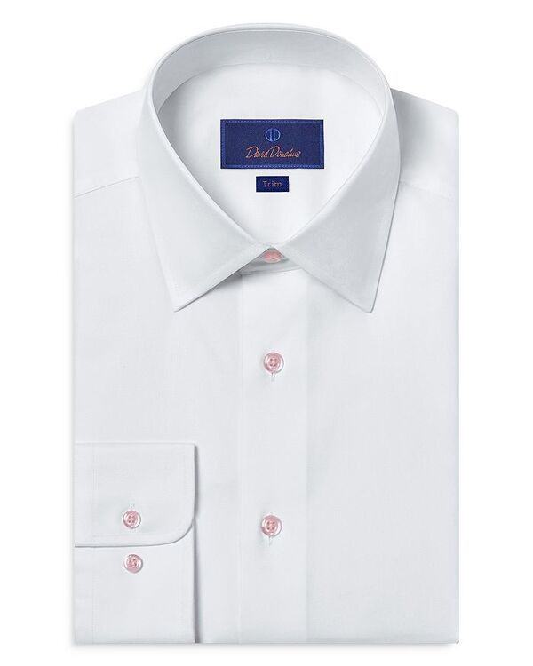 デイビッドドナヒュー メンズ トップス シャツ レギュラーフィット David Donahue Super Fine Regular Fit Twill Dress Shirt WhitePink ホワイト