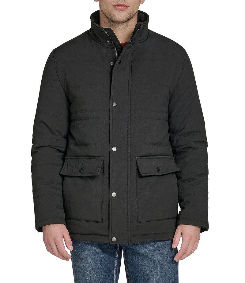 コールハーン メンズ アウター ジャケット・ブルゾン キルティング ジャケット Cole Haan Stand Collar Stretch Quilted Jacket Black ブラック