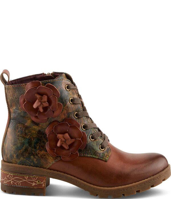 ラリティステ レディース シューズ ブーツ・レインブーツ フラワー柄 レザー フラワー LARTISTE Martinela Floral Ornamented Leather Booties Brown Multi ブラウン