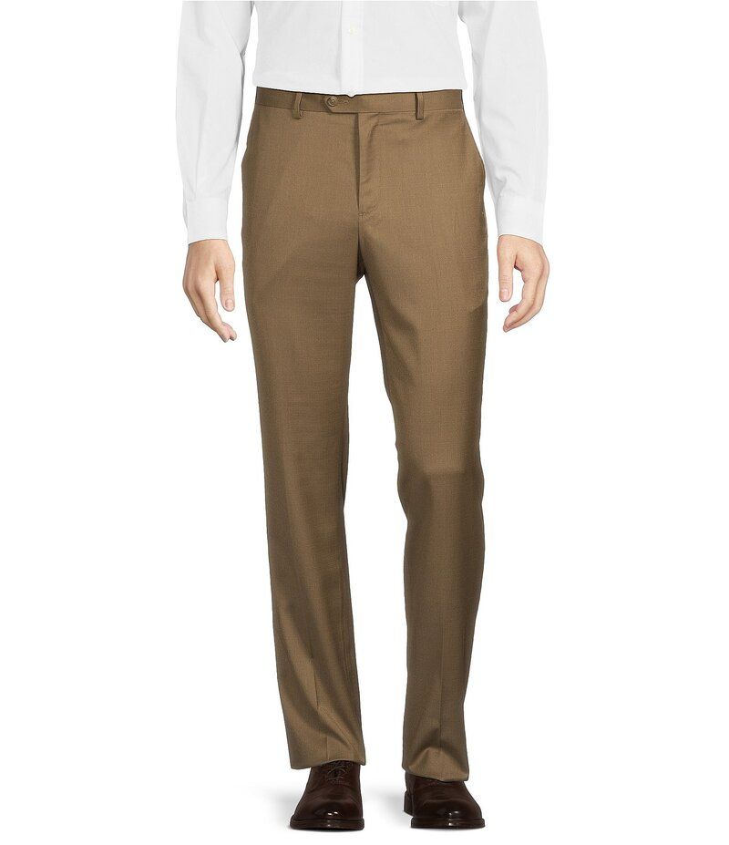 ラウンドトゥリーアンドヨーク メンズ ボトムス カジュアルパンツ パンツ Roundtree Yorke Luxury Gabardine Ultimate Comfort Straight Fit Flat Front Dress Pants Khaki カ