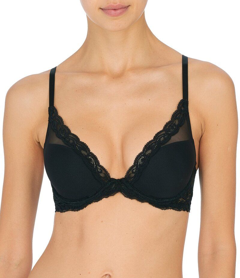 ナトリ レディース アンダーウェア ブラジャー Tシャツ Natori Feathers Contour Dramatic Plunge TShirt Bra Black ブラック