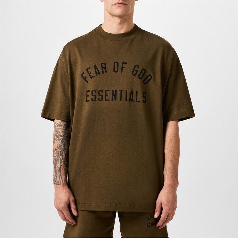 フィアオブゴッド メンズ トップス Tシャツ クルーネック ジャージー FEAR OF GOD ESSENTIALS Jersey Crewneck Tee Olive オリーブ