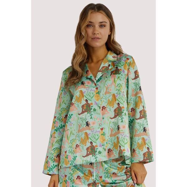 プレイフルプロミス レディース アンダーウェア ナイトウェア サテン Playful Promises Bodil Jane Recycled Satin Long Sleeve Pj Top Nude