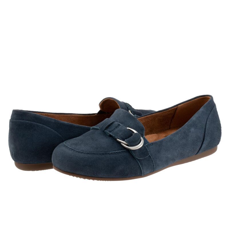 ソフトウォーク レディース シューズ スリッポン・ローファー SoftWalk Serra Navy Suede ネイビー