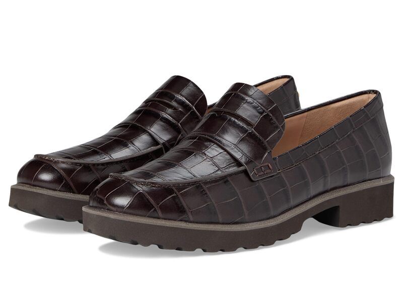 コールハーン レディース シューズ スリッポン・ローファー Cole Haan Geneva Loafers Dark Chocolate Croc Print Leather チョコレート