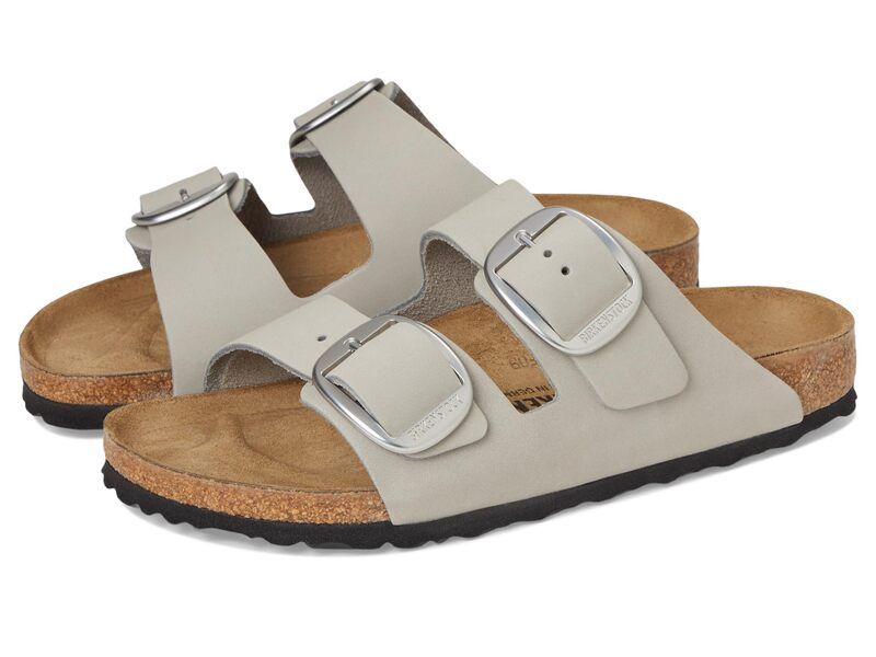 ビルケンシュトック レディース シューズ サンダル レザー Birkenstock Arizona Big Buckle Nubuck Leather Stone Coin ストーン