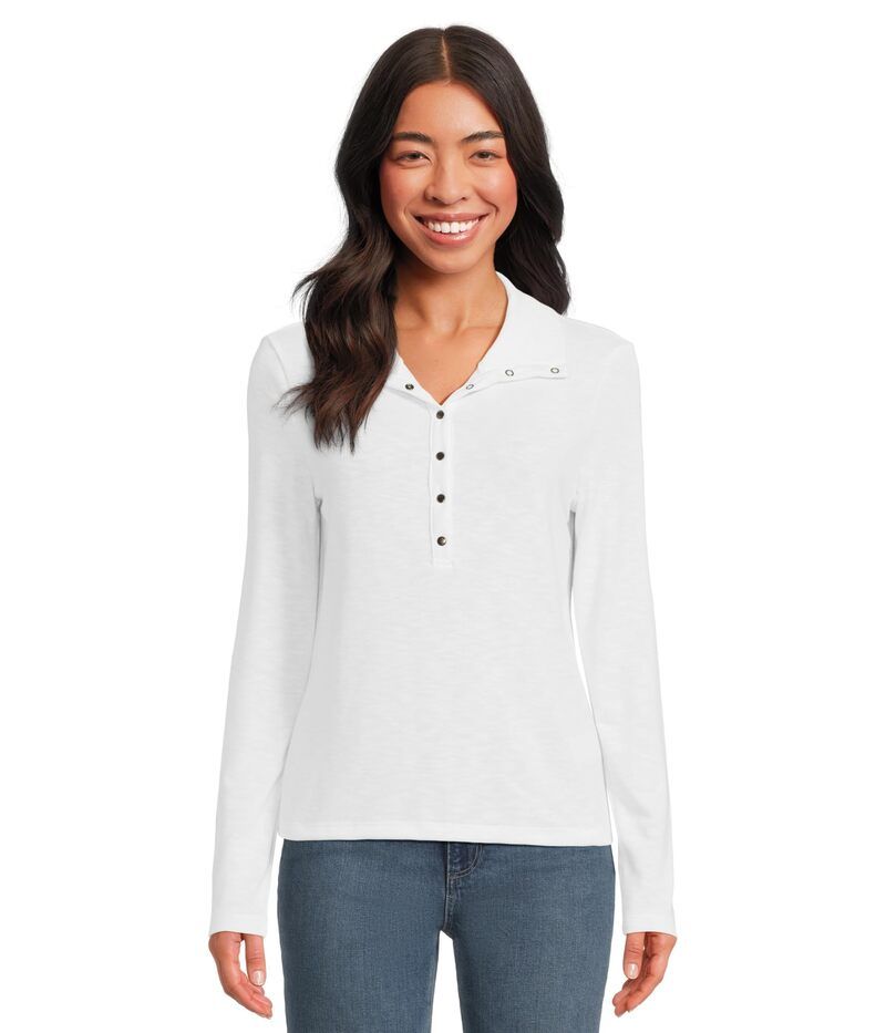 マイケルスターズ レディース トップス シャツ Michael Stars Issa Rib Mix Henley White ホワイト