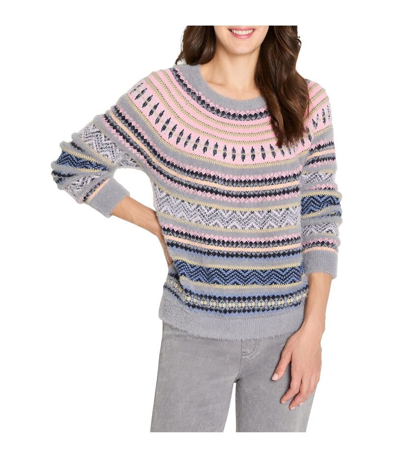 ニックプラスゾーイ レディース アウター ニット・セーター NICZOE Cozy Fairisle Sweater Grey Multi グレー