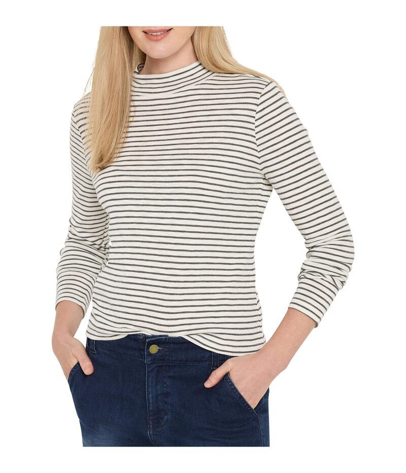 ニックプラスゾーイ レディース トップス シャツ モックネック NICZOE Striped Long Sleeve Mock Neck Tee Creamulti クリーム 15,185円