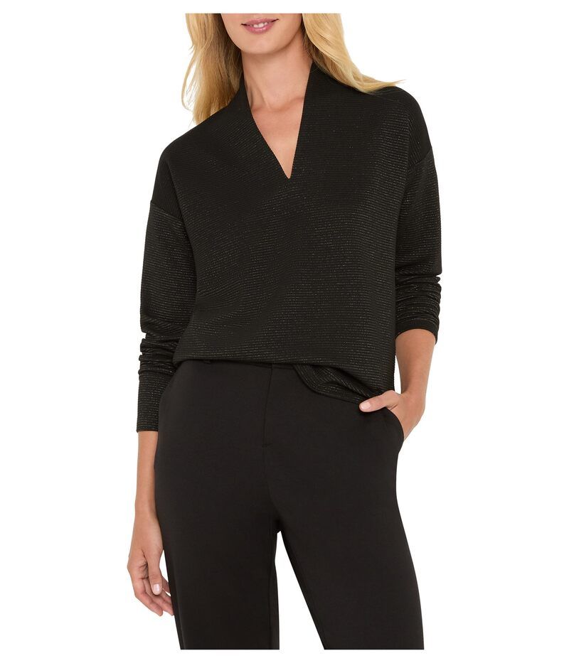 ニックプラスゾーイ レディース トップス シャツ NICZOE Sparkle Stripeveryday Top Black Mix ブラック