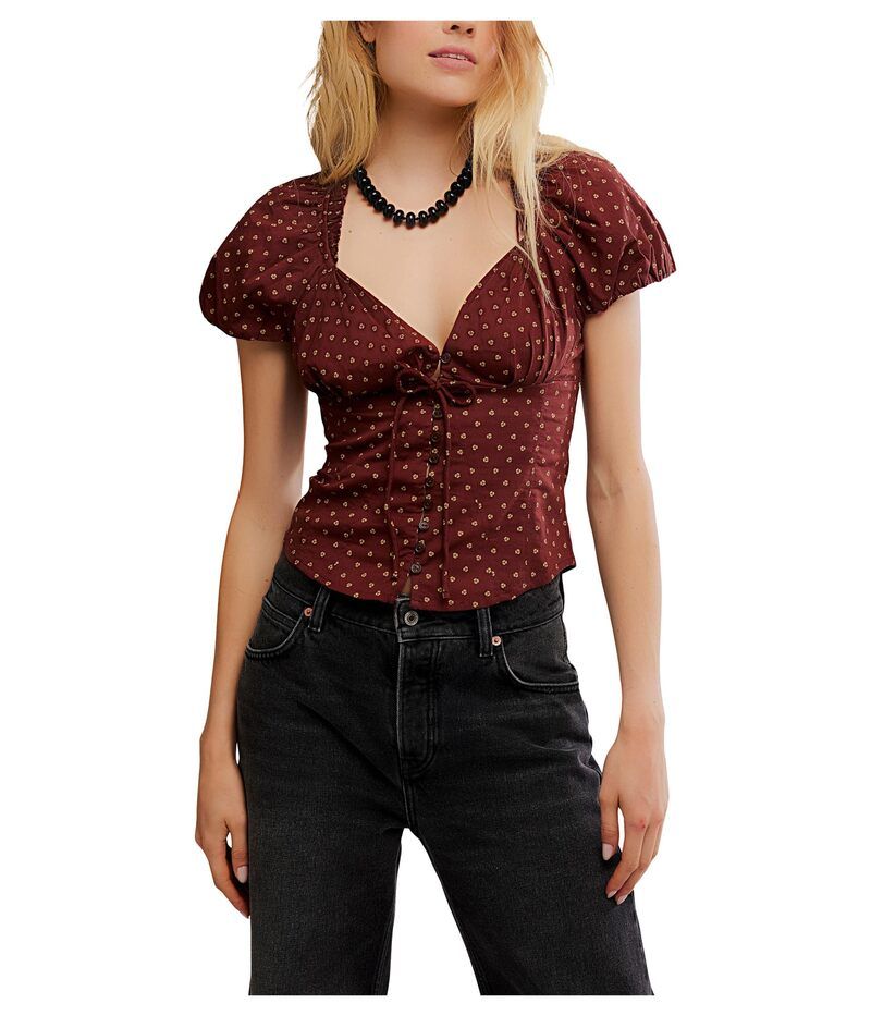 フリーピープル レディース トップス シャツ プリント ブラウス Free People Summer Printed Blouse Chocolate Combo チョコレート
