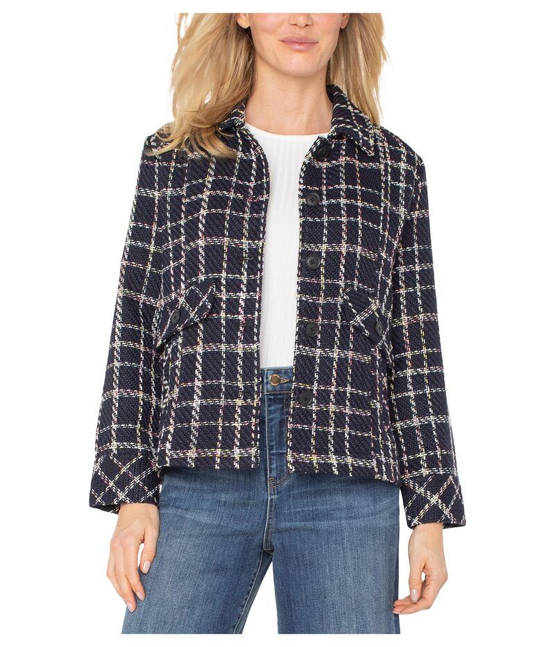 リヴァプール ロサンゼルス レディース アウター コート ジャケット Liverpoolos Angeles Pleat Back Jacket Black Multi Tattersall Plaid ブラック