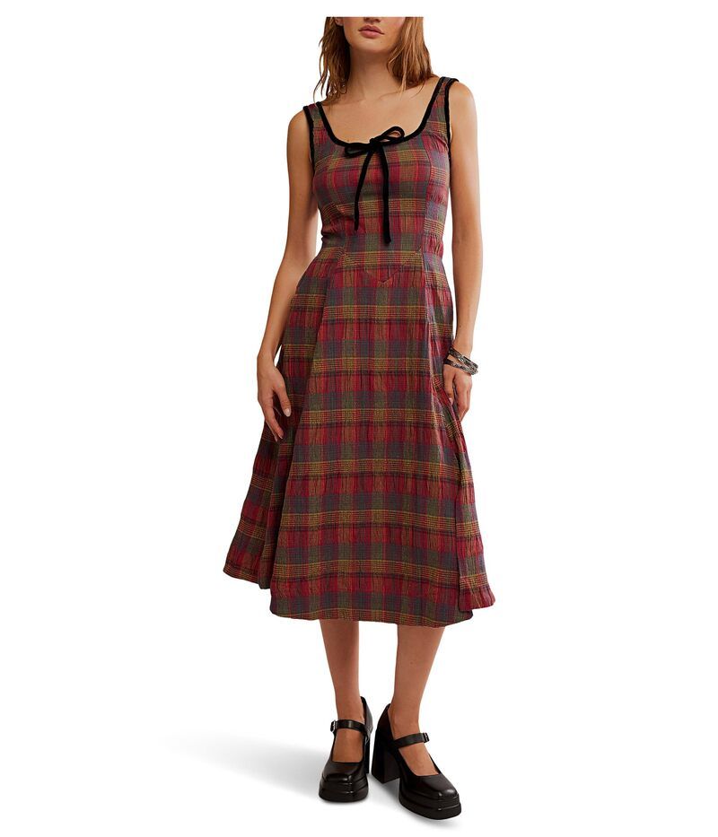 フリーピープル レディース トップス ワンピース ミディ Free People Freya Plaid Midi Cherry Combo チェック