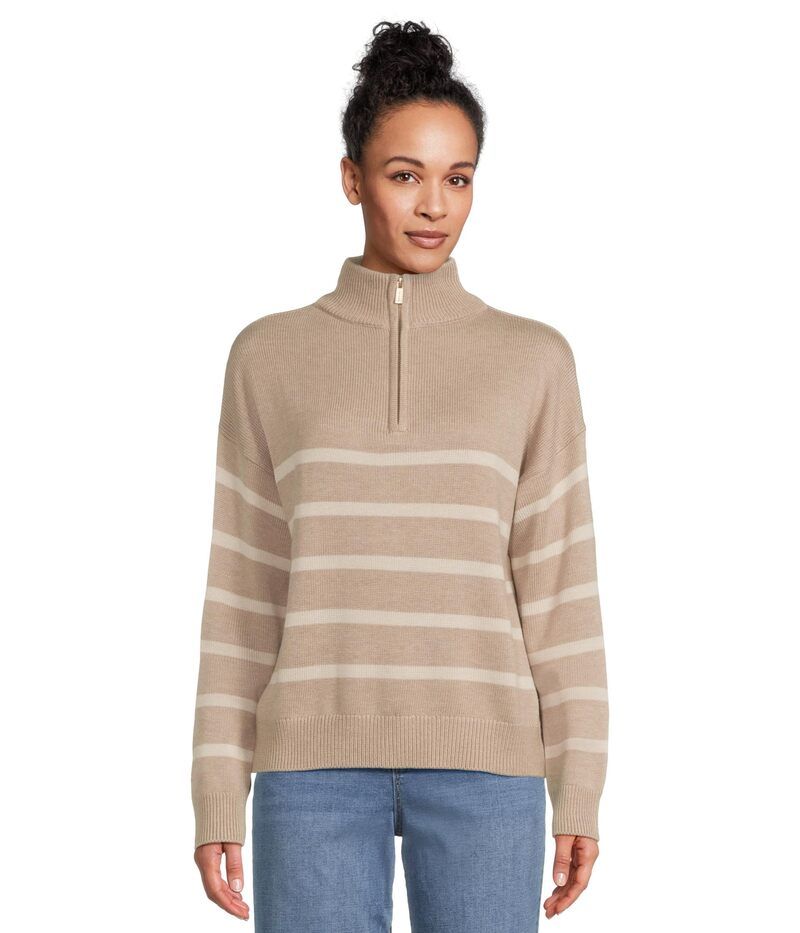 スプレンディット レディース アウター ニット・セーター Splendid Georgie Stripe 14 Zip Sweater Light Cedar HeatherPale Oak ヘザー