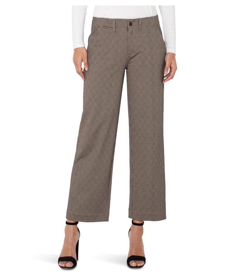 リヴァプール ロサンゼルス レディース ボトムス カジュアルパンツ ワイドレッグ プチ Liverpool Los Angeles Petite Midrise Wide Leg Crop Trouser W Flap Pockets 25 Inseam Ca