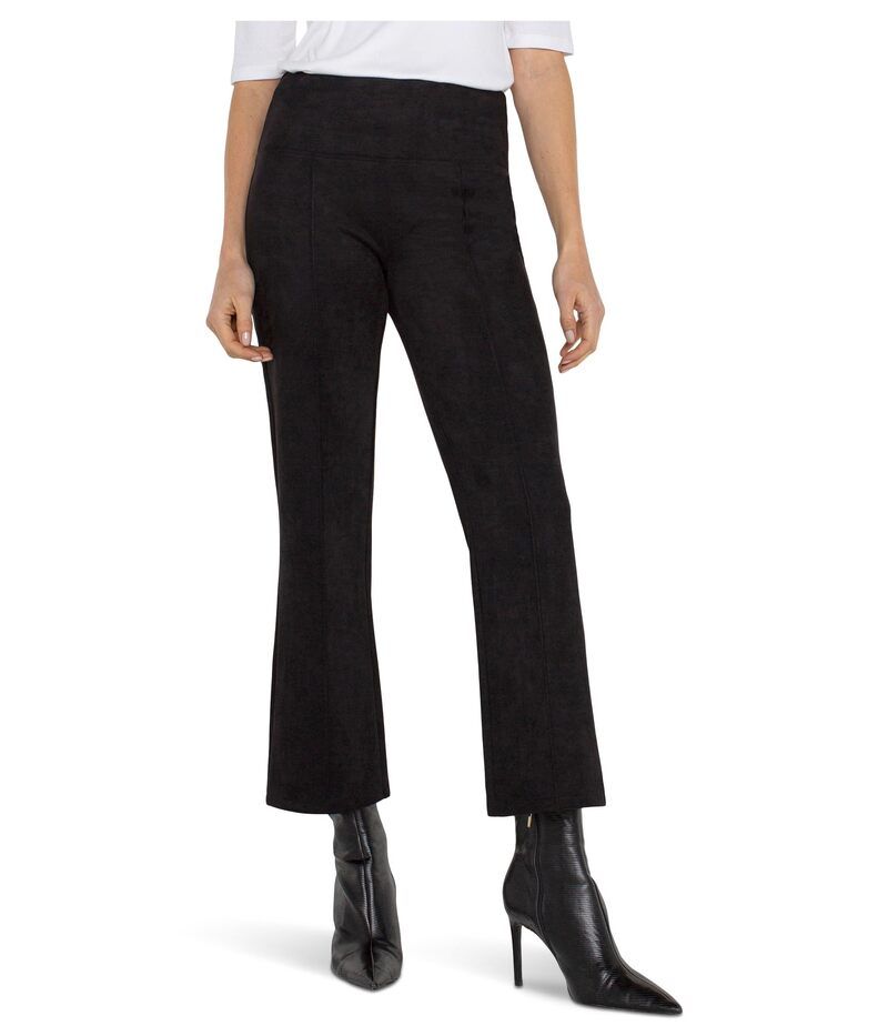 リヴァプール ロサンゼルス レディース ボトムス カジュアルパンツ プチ Liverpoolos Angeles Petite Pearl MidRise Crop Flare Pants w Pintucks 25 Black ブラック