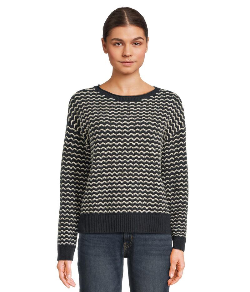 リラピー レディース アウター ニット・セーター Lilla P Long Sleeve Zig Zag Sweater Navy Zig Zag ネイビー