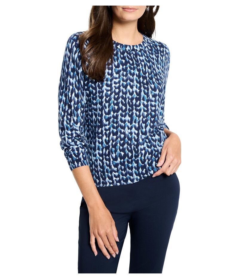 ニックプラスゾーイ レディース アウター ニット・セーター プチ コットン NICZOE Petite Knit Stitch Pure Cotton Sweater Blue Multi ブルー