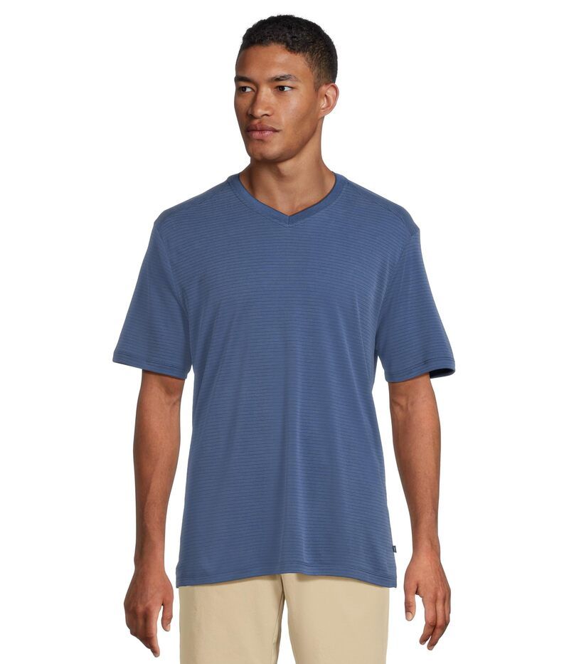 トッミーバハマ メンズ トップス シャツ Vネック Tommy Bahama Bay Stripe Vneck Bering Blue ブルー
