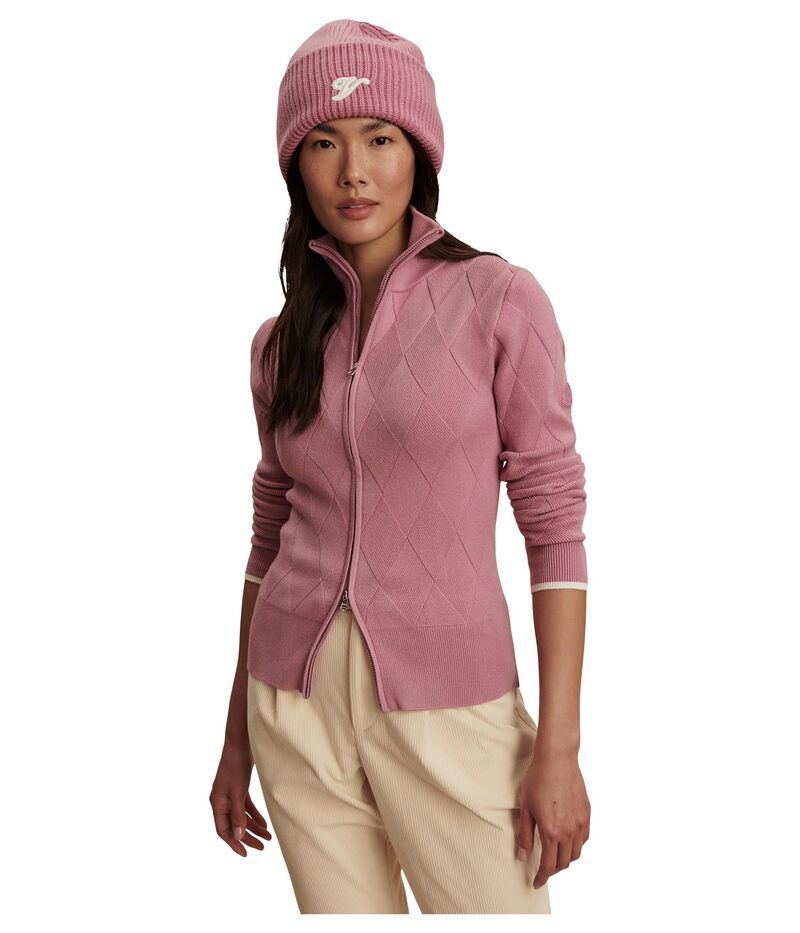 バーレイ レディース アウター ニット・セーター フルジップ Varley Barthe Zip Through Knit Mauve Orchid