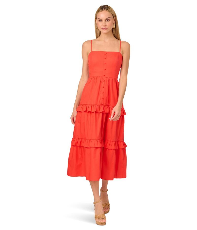 アドリアナ パペル レディース トップス ワンピース ティアード ミディワンピース ミディ Adrianna Papell Solid Tiered Midi Dress Sorbet