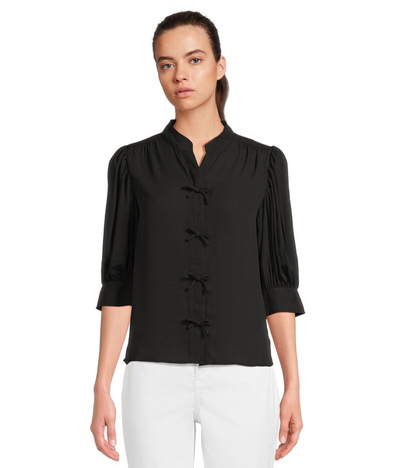 セセ レディース トップス シャツ ブラウス CeCe Elbow Sleeve Bow Placket Blouse Rich Black ブラック