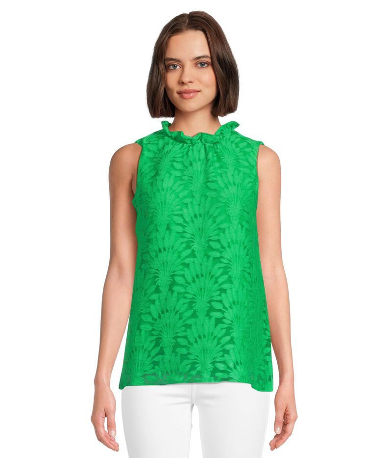 リリーピュリッツァー レディース トップス シャツ Lilly Pulitzer Tolya Top Fauna Green Stacked Palm Burnout グリーン