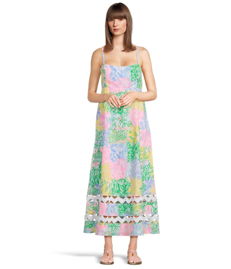リリーピュリッツァー レディース トップス ワンピース ミディワンピース ミディ Lilly Pulitzer Haliey Midi Dress Multi Bright Delight Patch マルチカラー