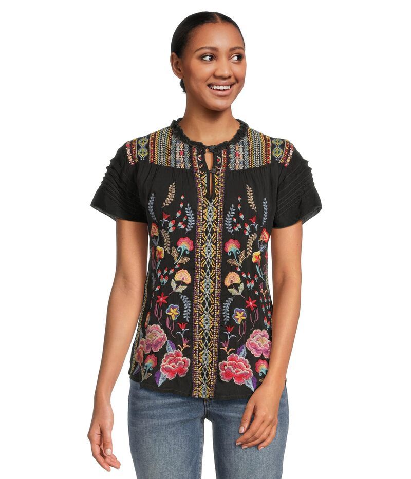 ジョニーワズ レディース トップス シャツ ブラウス Johnny Was Lafaret Blouse Black ブラック