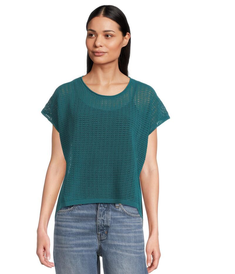 エイリーンフィッシャー レディース アウター ニット・セーター Eileen Fisher Jewel Neck Sweater Harbor