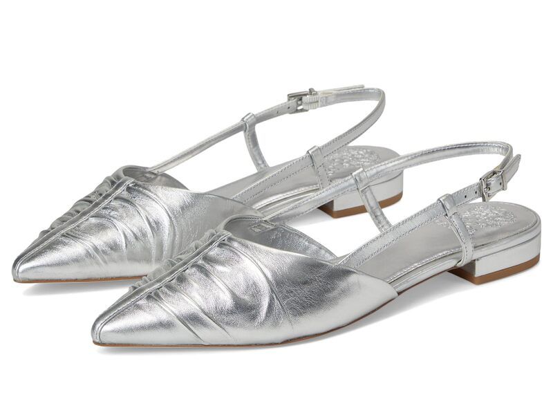 ヴィンスカムート レディース シューズ サンダル Vince Camuto Agnes Bunched Toe Slingback Flat Mules Lux Silver シルバー