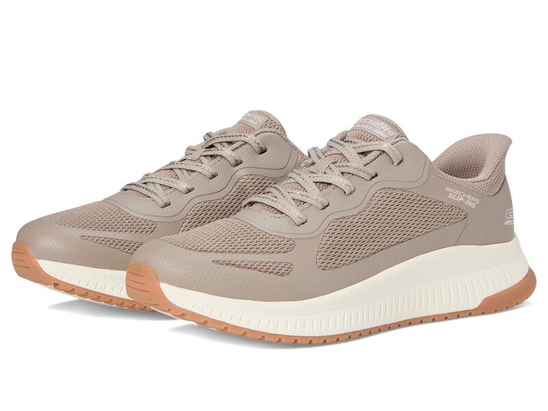スケッチャーズ レディース シューズ スニーカー BOBS from SKECHERS Hands Free SlipIns Bobs Squad 4 Staple Look Taupe トープ