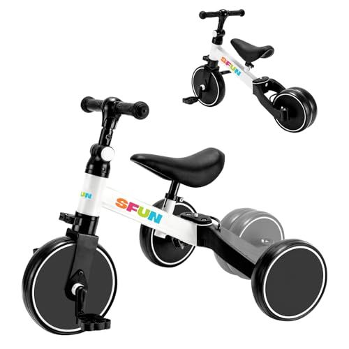 三輪車 子供用 1-5歳向け 3in1 幼児用キッズバイク ランニング 自転車 キッズ キックバイク 一輪車 組み立て簡単 2.8KG軽量設計 高さ調整可 アウトドア&室内兼用 説明書付き (白)(沖縄・離島の方発送不可)) 78ac2c7f