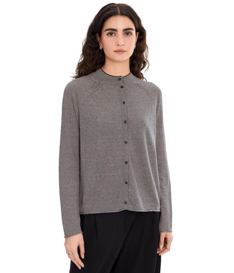 エイリーンフィッシャー レディース アウター ニット・セーター コットン カーディガン リネン Eileen Fisher Organic Linen Cotton Cardigan Ink