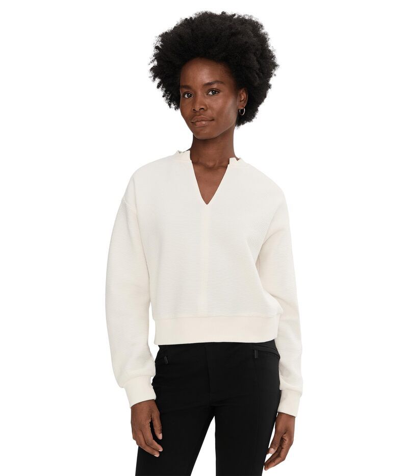 サンクチュアリー レディース トップス シャツ リブ Sanctuary Split Neck Ribbed Top Chalk チョーク
