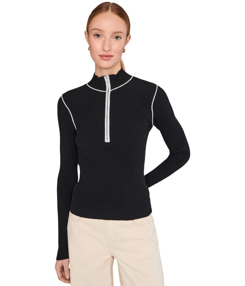 サンクチュアリー レディース アウター ニット・セーター Sanctuary Sporty Rib Zip Up Black W Chalk チョーク