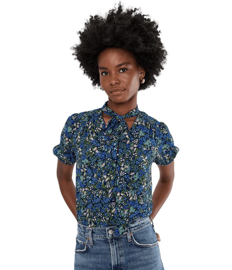 セセ レディース トップス シャツ Vネック CeCe Short Sleeve VNeck Tie Neck Top Classic Navy ネイビー