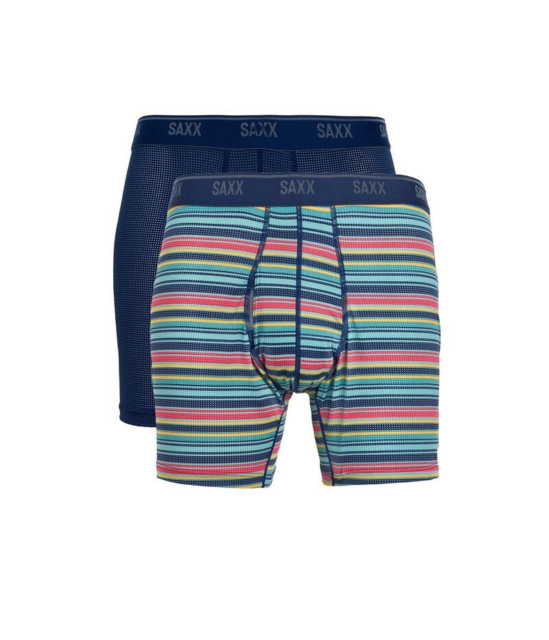 サックスアンダーウェアー メンズ ボクサーパンツ メッシュ SAXX UNDERWEAR Quest QuickDry Mesh Boxer Briefly 2Pack Harvestripe ストライプ